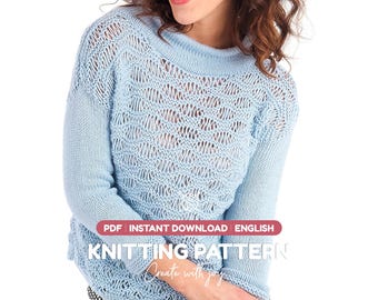 Lace Sweater Knitting Pattern PDF | Lightweight Pullover for Women | Easy Knit Pattern | Instant Download