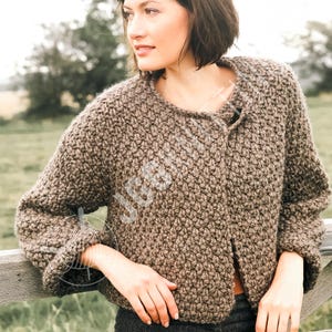 Chunky Knit Jacket Pattern PDF | Moss Stitch Cardigan for Women | Instant Download