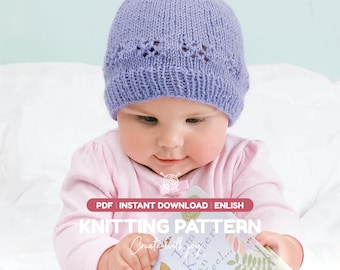 Spetsstickad babymössa mönster PDF | Babyflickmössa projekt | Direkt nedladdning
