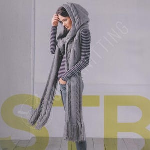 Hooded Scarf Knitting Pattern PDF | Winter Chunky Cowl for Women | Instant Download