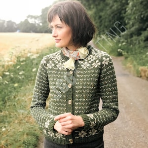 Fair Isle Cardigan Knitting Pattern PDF | Colorwork Jacket for Women | Nordic Sweater Knitting Pattern | Instant Download