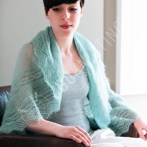 Patrón de tejido de chal de encaje en PDF | Chal de mohair de medio círculo | Descarga instantánea