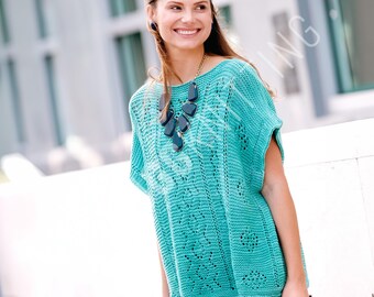 Lace Knit Top Knitting Pattern PDF I Women’s Easy Openwork Knit Blouse I Instant Download