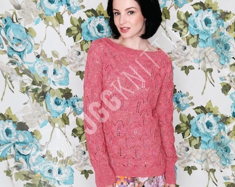 Lace Jumper Knitting Pattern PDF | Lightweight Spring Knit Pullover for Women | Instant Download