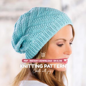 Knitted Slouchy Hat Knitting Pattern PDF | Easy Winter Beanie | Instant Download