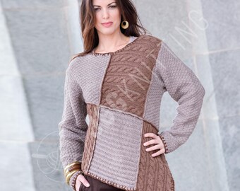 Modèle de tricot pour pull en patchwork PDF | Pull-over en patchwork pour femme | Téléchargement instantané
