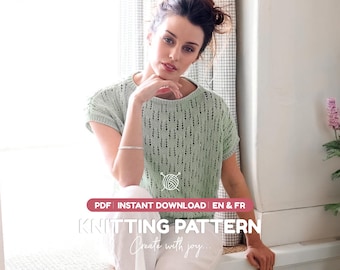 Knitting Pattern PDF for Lace Summer Top | Relaxed Fit Blouse for Women | Easy Knit Project | Instant Download