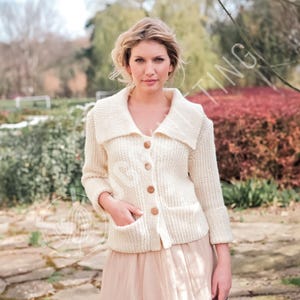 Knitting Pattern PDF for Women’s Garter Stitch Jacket | Easy Knit Cardigan with Pockets and Collar | Instant Download