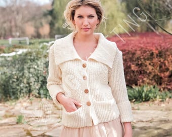 Garter Stitch Jacket Knitting Pattern PDF | Easy Knit Cardigan with Pockets | Instant Download