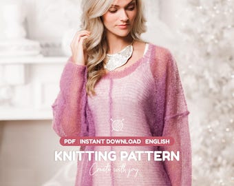 Lace Pullover Knitting Pattern PDF | Lightweight Summer Knit Top | Easy Knit Project | Instant Download
