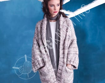 Grobstrick Strickjacke Strickmuster PDF I Damen Kuschelige Strickjacke I Winter Style I Sofort Download