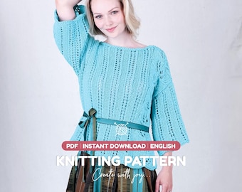Spring Lace Top Knitting Pattern PDF | Women's Elegant Blouse | Instant Download