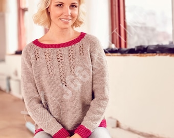 Lace Pullover Strickmuster PDF | Einfacher Pullover stricken | Strickanleitung für Anfänger | Sofort Download