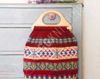 Fair Isle Bag Knitting Pattern PDF | Colorwork Knit Accessory for Women | Instant Download