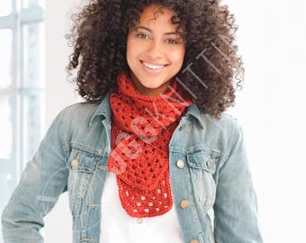 Crochet Granny Square Scarf Pattern PDF | Winter Vintage Squares Cowl | Instant Download