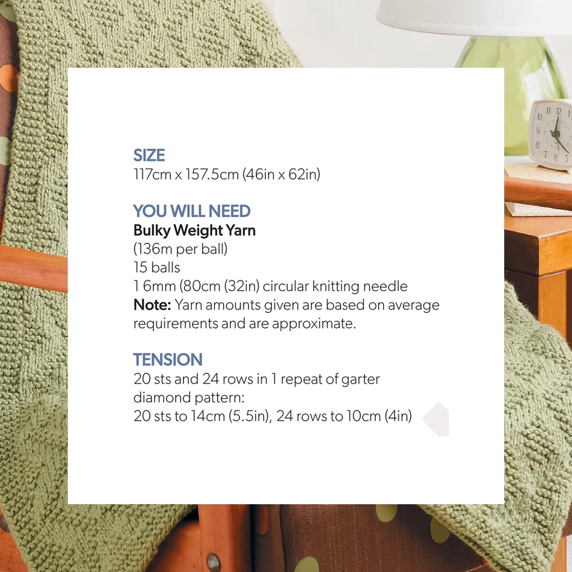 Throw Knitting Pattern PDF | Easy Knit Blanket for Sofa or Bed ...