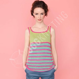 Tank Top Knitting Pattern PDF | Striped Summer Sleeveless Top | Easy Beginner Knit Pattern | Instant Download