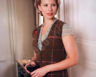 Patrón de tejido de chaleco en PDF / Chaleco bordado con colores para mujer / Descarga instantánea