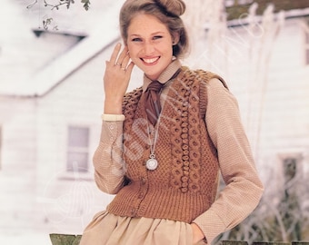 Vintage Knit Vest Pattern PDF | Aran Cable Waistcoat | Instant Download