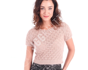 Lace Top Knitting Pattern PDF | Easy Short Sleeve Lacy Knit for Women | Instant Download