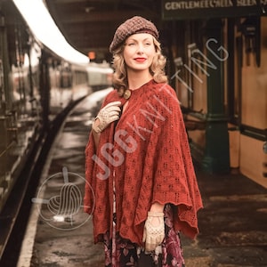 Knitting Pattern PDF for Retro Knit Capelet | Women’s Wrap with Lace Details | Instant Download