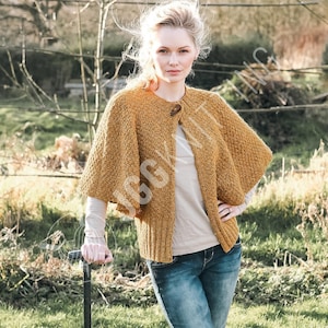 Cape Sleeve Jacket Knitting Pattern For Women I Knit Capelet PDF I Cozy Fall Knitwear I Instant Download