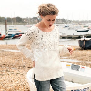 Knitting Pattern PDF for Lace Top | Women’s Knit Blouse with Short Sleeve | Instant Download