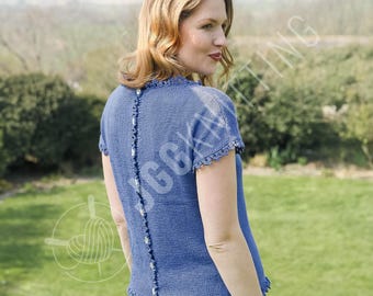Summer Tee Knitting Pattern PDF | Women's Button Back Knit Top | Instant Download