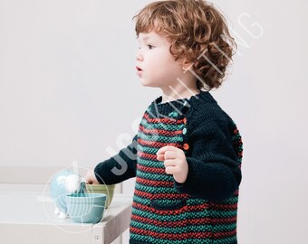 Molde em PDF para suéter raglan infantil | Blusa listrada | Download instantâneo