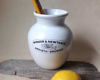 vintage Winsor & Newton's large ceramic brush pot