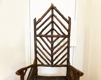 giant antique folk art branch twig chair - geometric - early from Delmarva peninsula - no shipping local pick up NYC