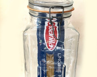 vintage Italian 1973 4 Quart rectangular glass storage jar