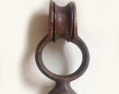 antique brass wheel pulley with iron screw Creamer NY