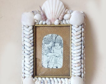 natural shell frame artisan created easel back or wall