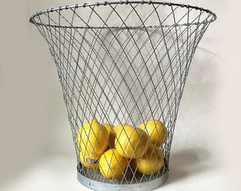 vintage curly wire basket conical waste paper basket shape