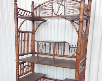 antique 7 shelf bamboo etagere cabinet victorian 19 century premium quality local pick up only nyc