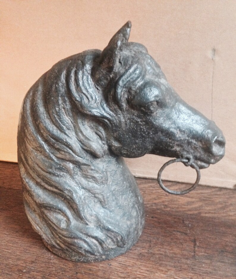 Antique sculptural stallion horse head hitching post topper Etsy