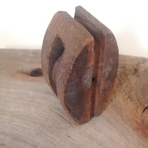 antique rustic pulley block wooden rope small 2 1/2&quot;
