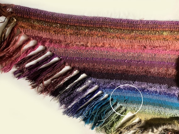 multi color multi texture hand knit wool shawl wi… - image 7