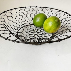 antique french handwoven wire basket