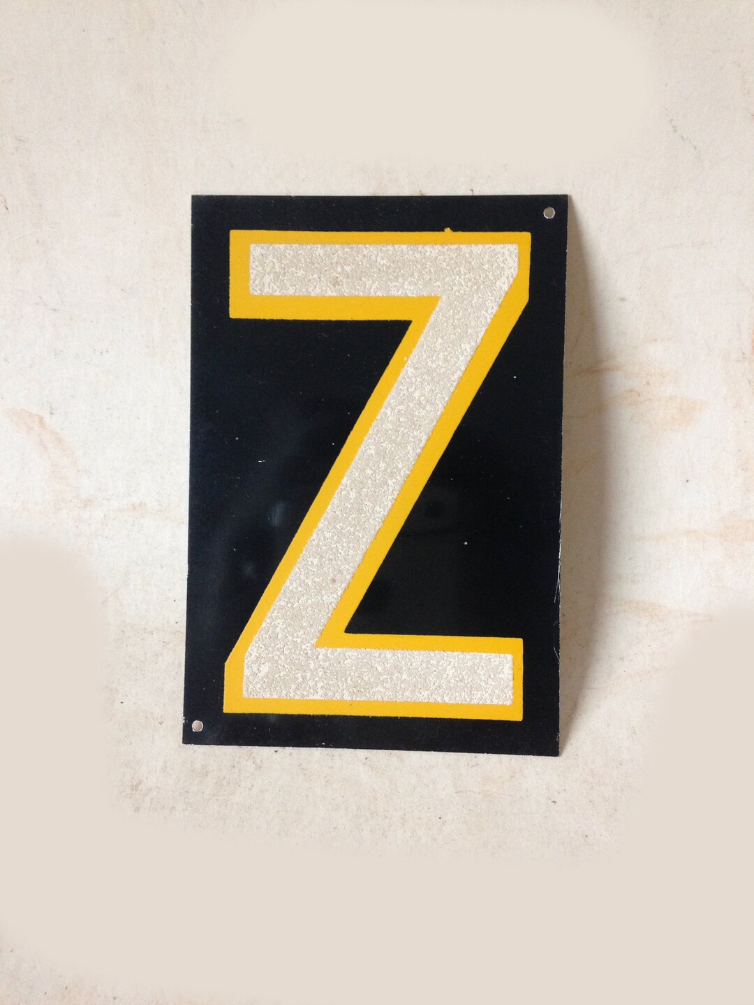 Vintage Reflective Metal Sign Letter Z Etsy