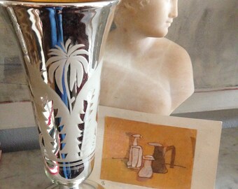 1910 antique mercury glass flare vase premium quality palm fern design