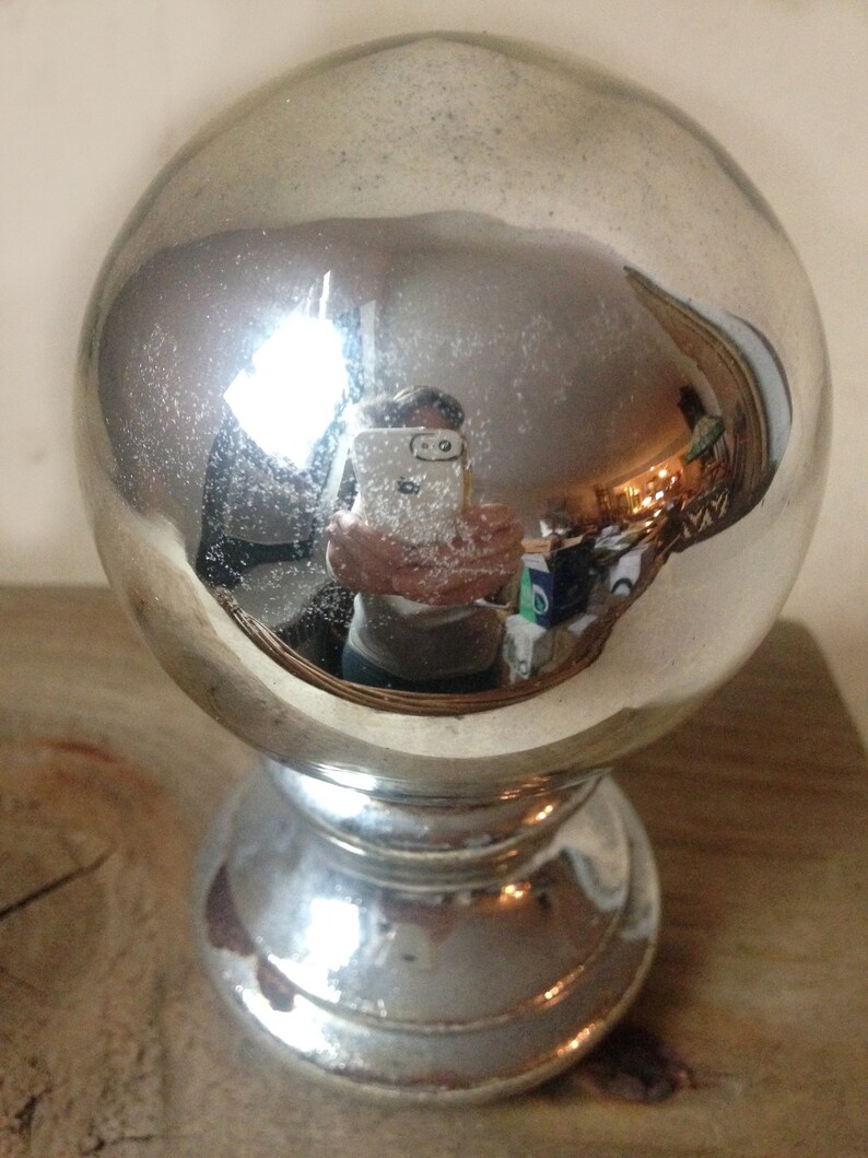 Small Vintage Mercury Glass Gazing Ball on Pedestal Etsy Ireland