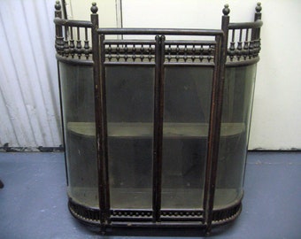 antique wall cabinet oak curved glass bentwood stick and ball local pick up only NYC no shipping