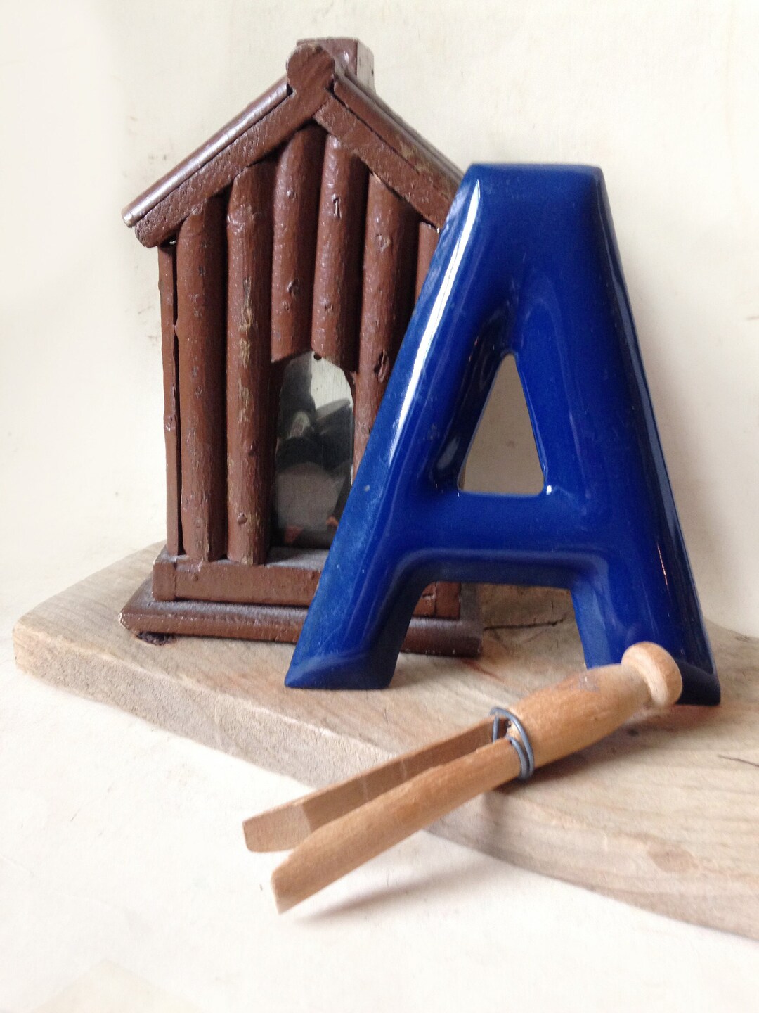 Vintage Navy Baked Enamel Letter A Etsy