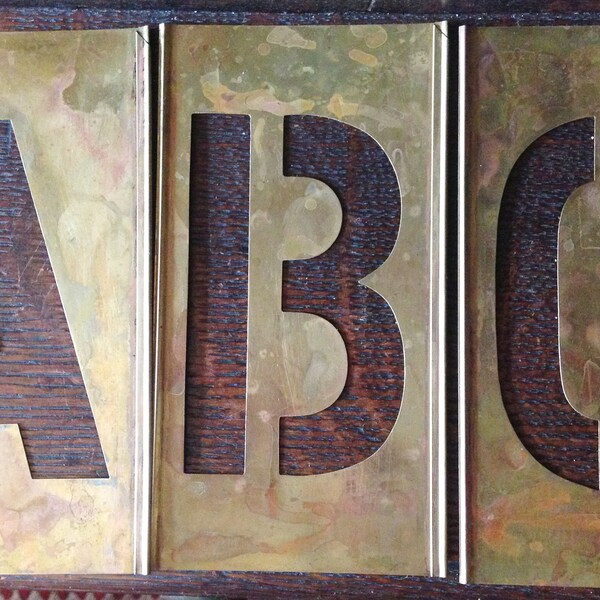 vintage stencils 6" brass - select a letter