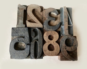 antique printers block type set numbers 1-2-3-4-5-6or9a-7-8-6or9b