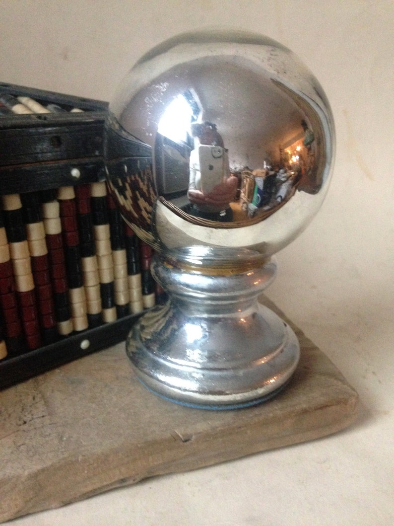 Small Vintage Mercury Glass Gazing Ball on Pedestal Etsy Ireland