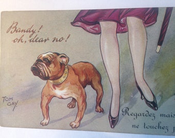 vintage French postcard bulldog Tom Gay artist