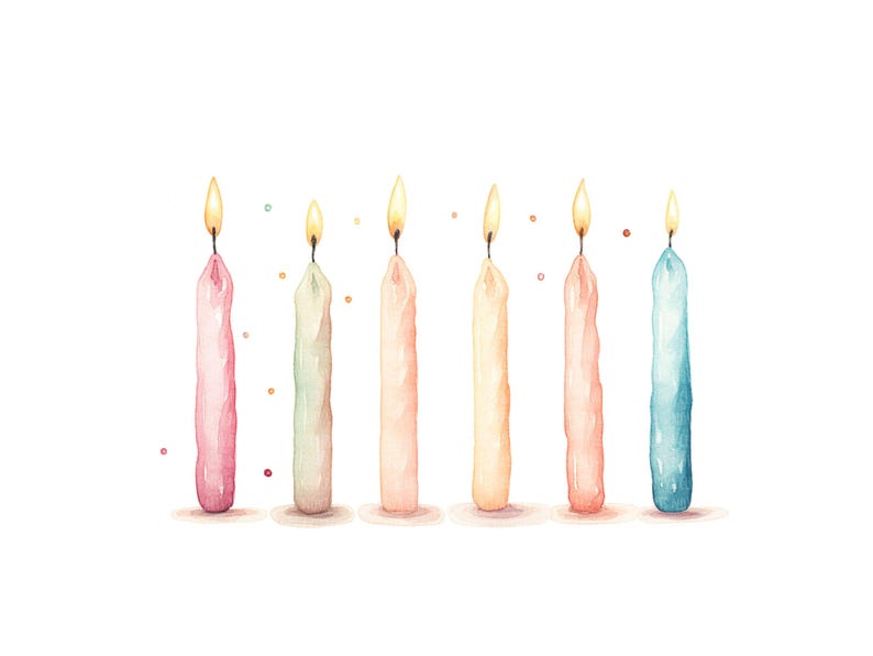 Watercolor Birthday Candle Clipart, Pastel Candles Illustration (JPG ...